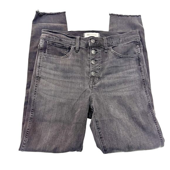 Madewell 10" High-Rise Skinny Denim Jeans Button Front Charcoal Black Size 26 - Picture 4 of 8